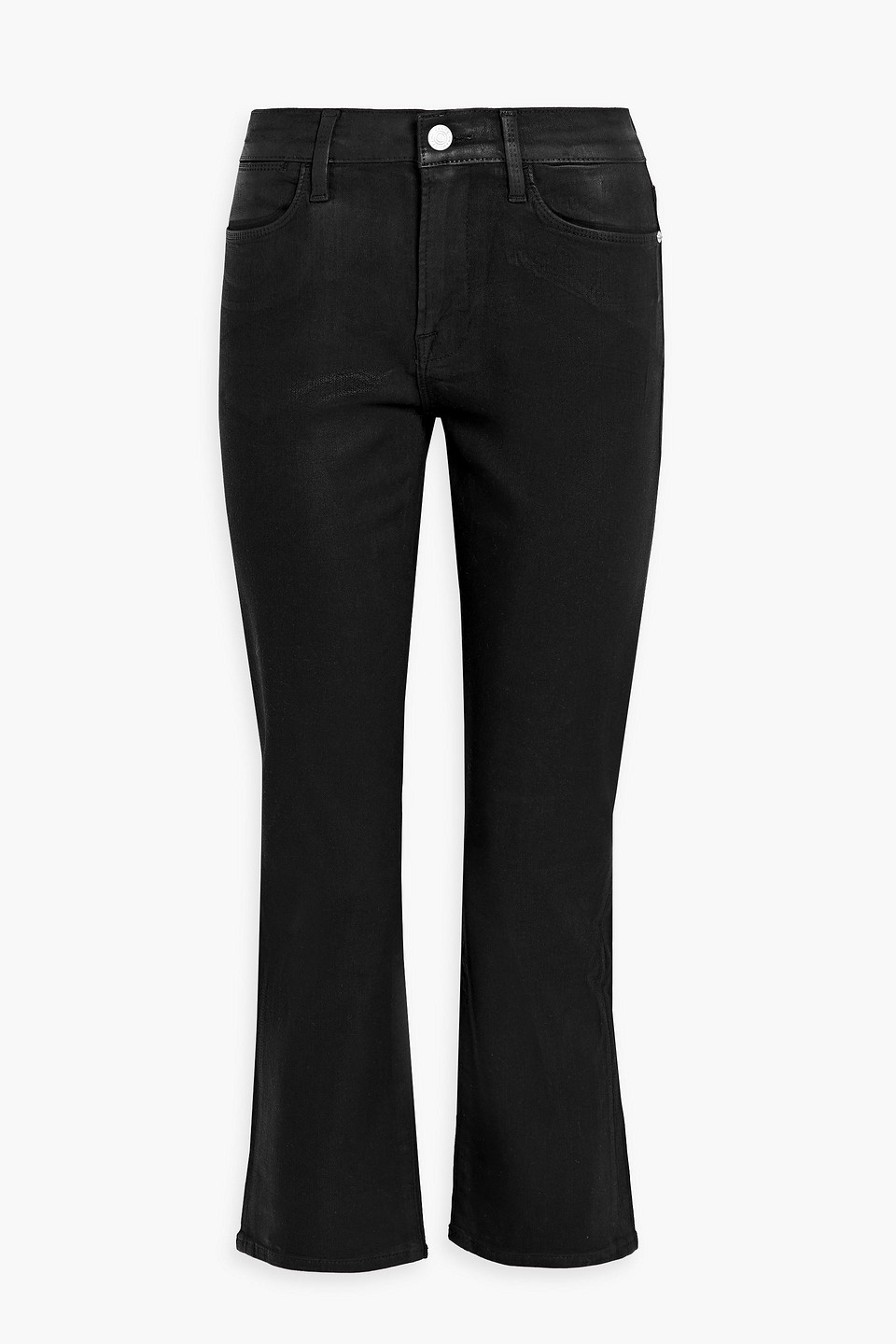 Frame Le High Straight Coated High-rise Straight-leg Jeans In Black