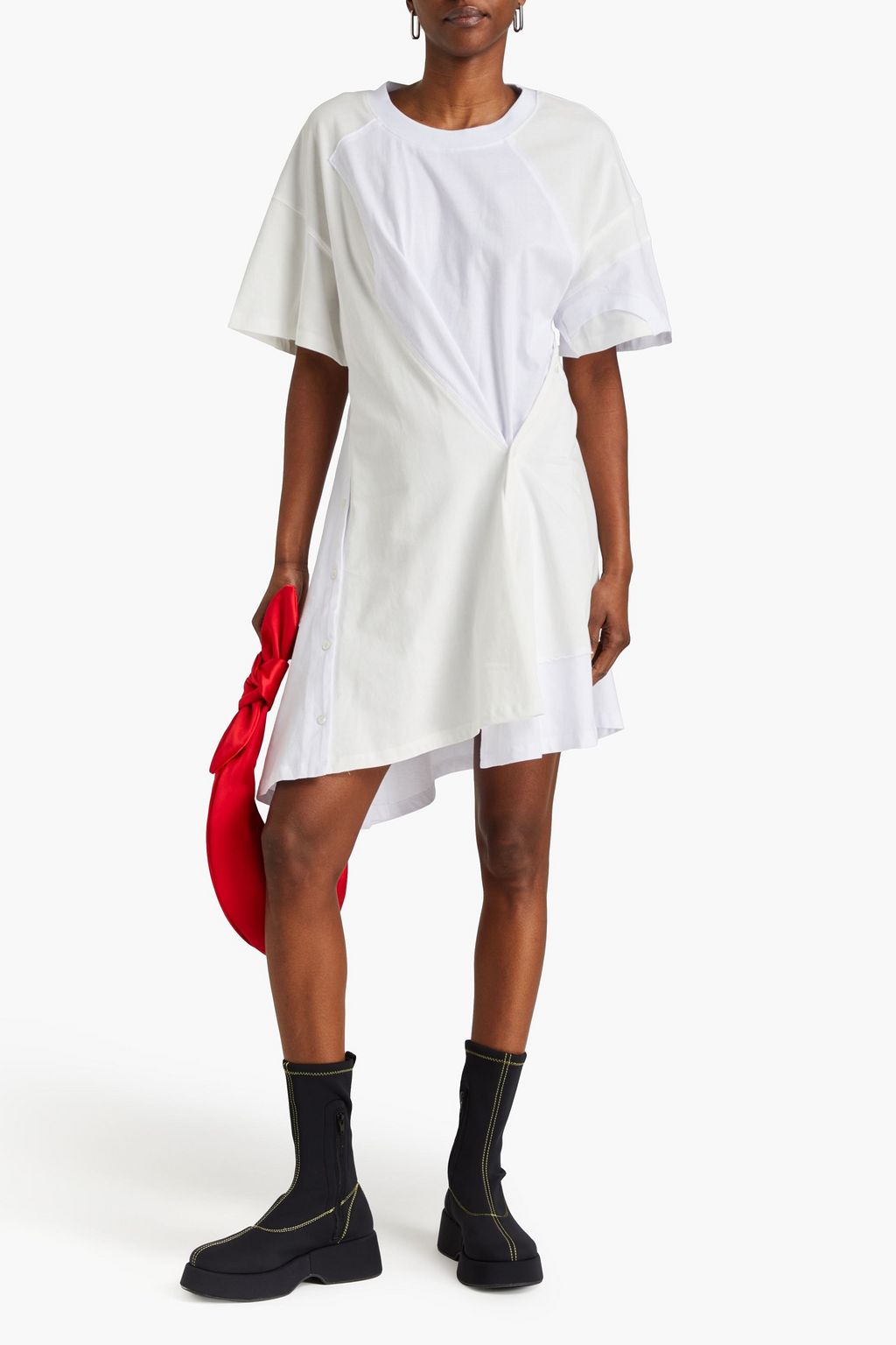 3.1 PHILLIP LIM Asymmetric button-detailed cotton-jersey dress