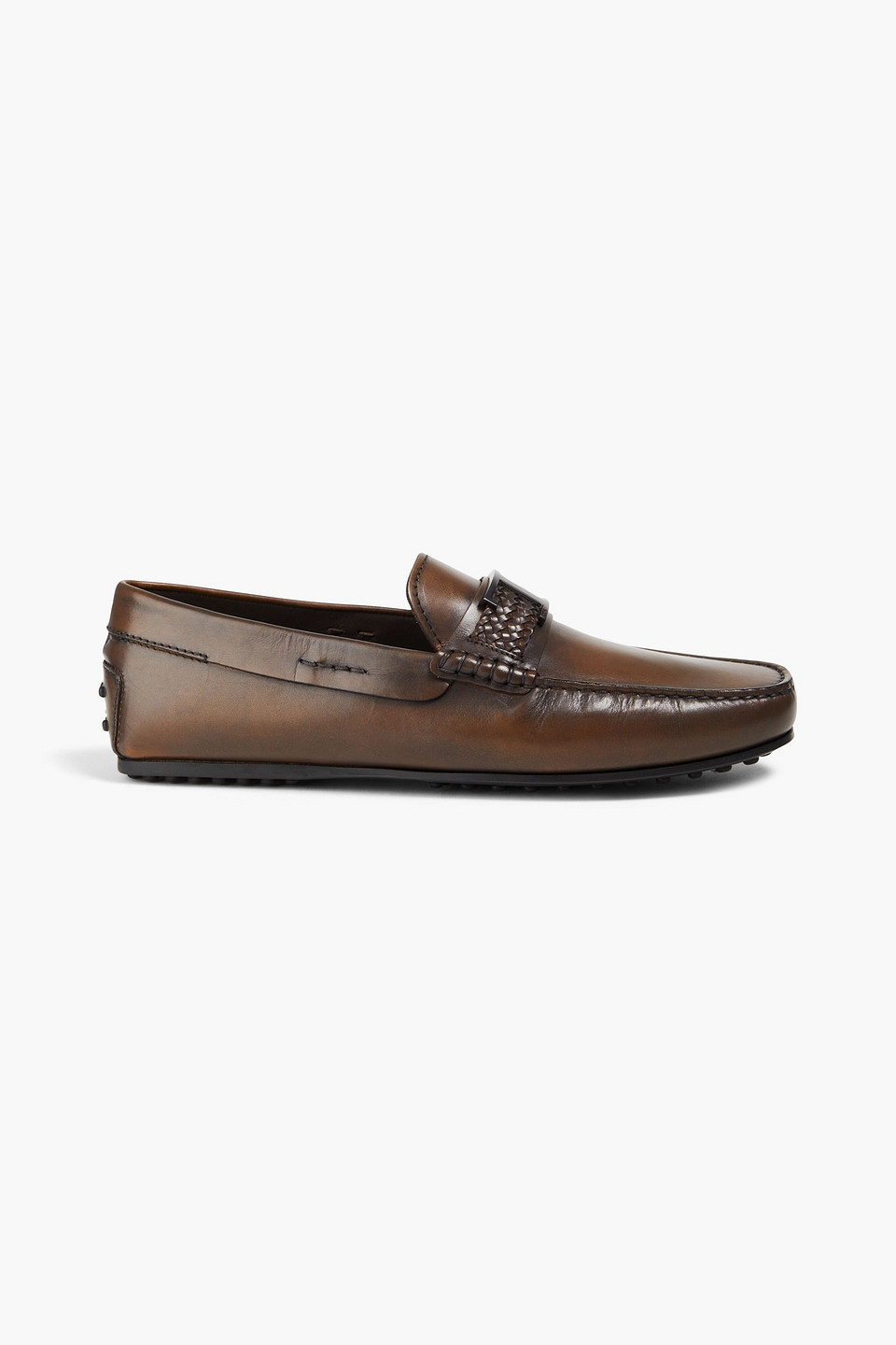Tod's - Embellished leather driving shoes - Brown - UK 6.5