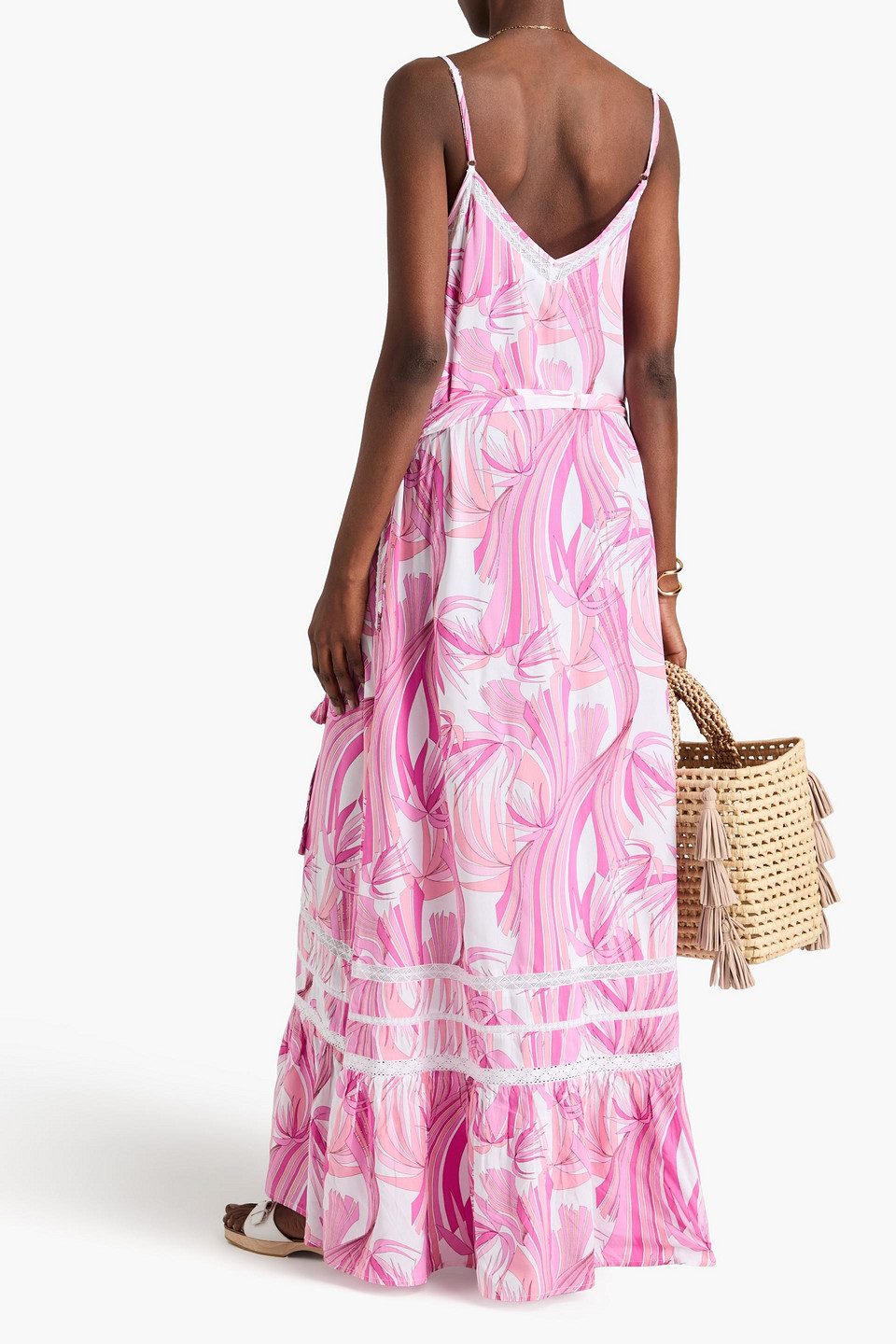Melissa Odabash Eden Printed Mousseline Maxi Dress In Bubblegum
