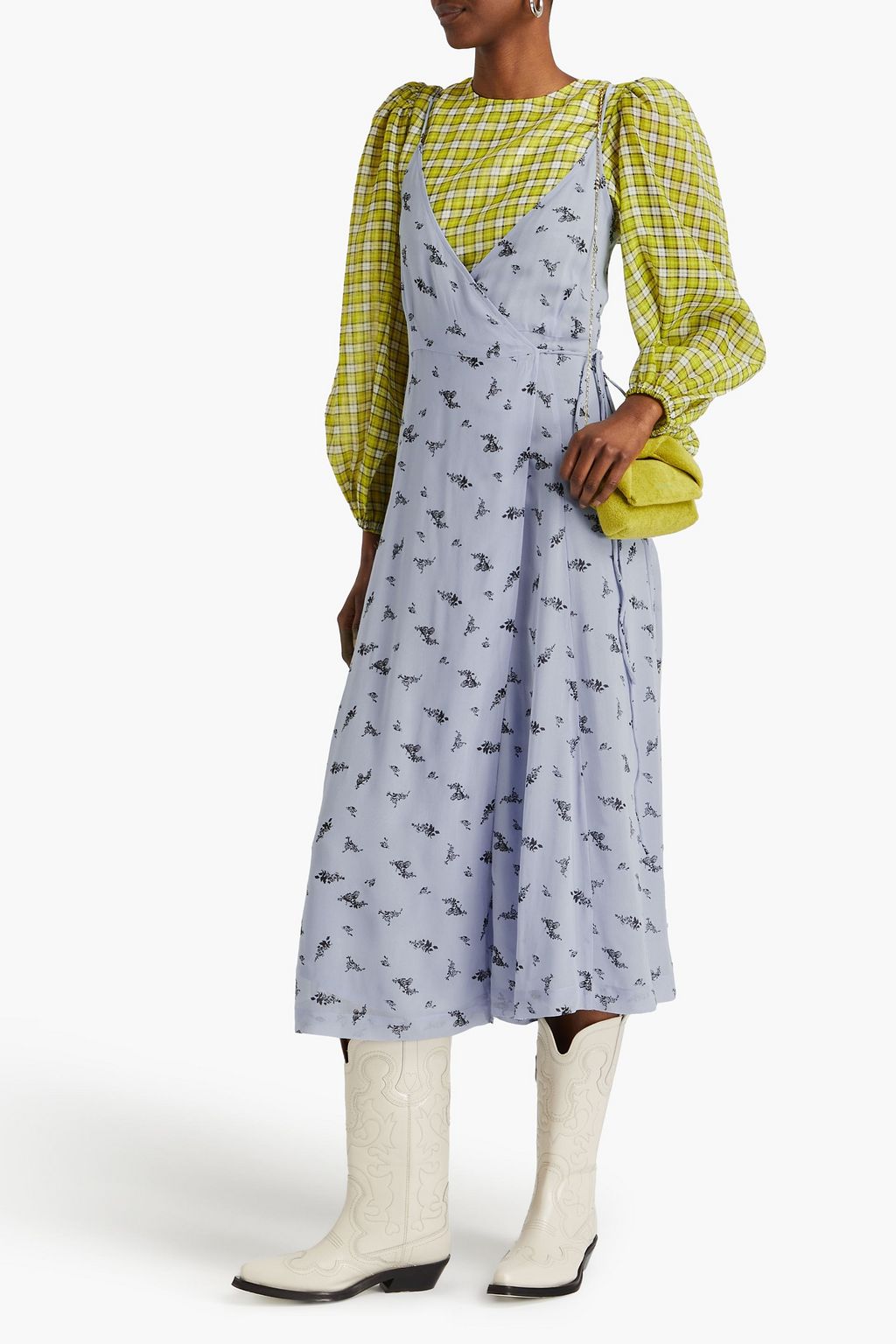 GANNI Floral print georgette midi dress THE OUTNET