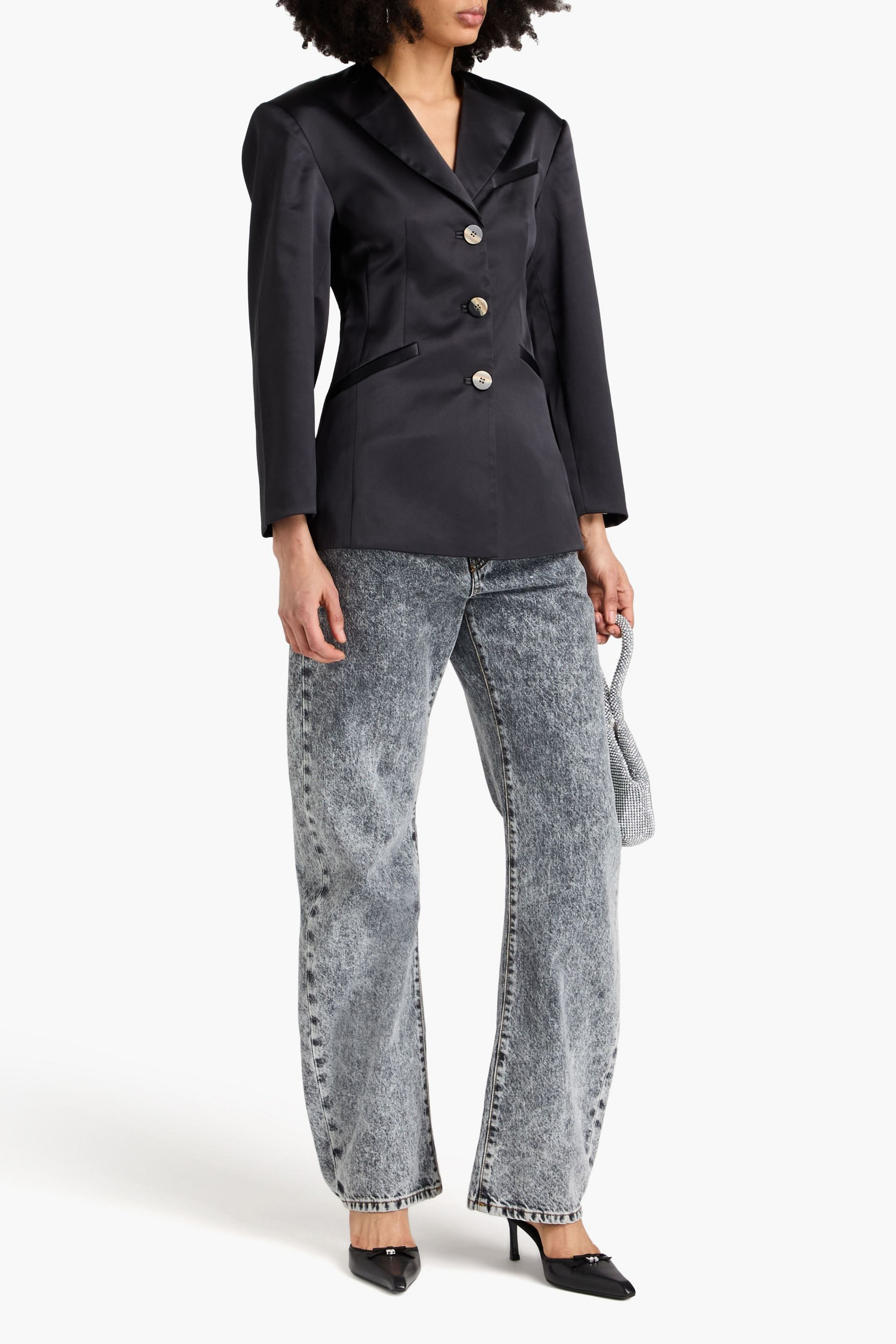 GANNI Satin-twill blazer