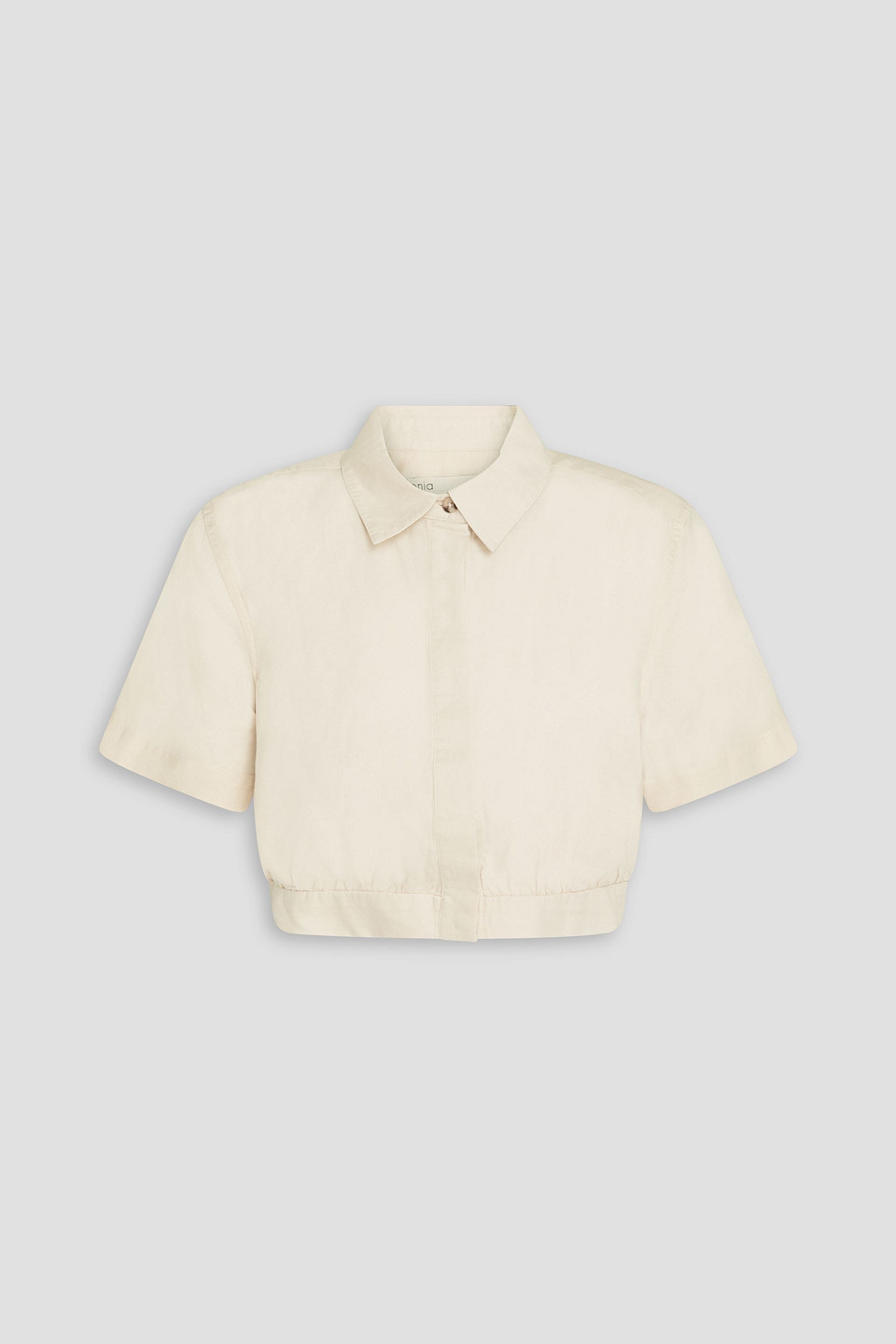 Onia Cropped Linen And Lyocell-blend Shirt In Ecru