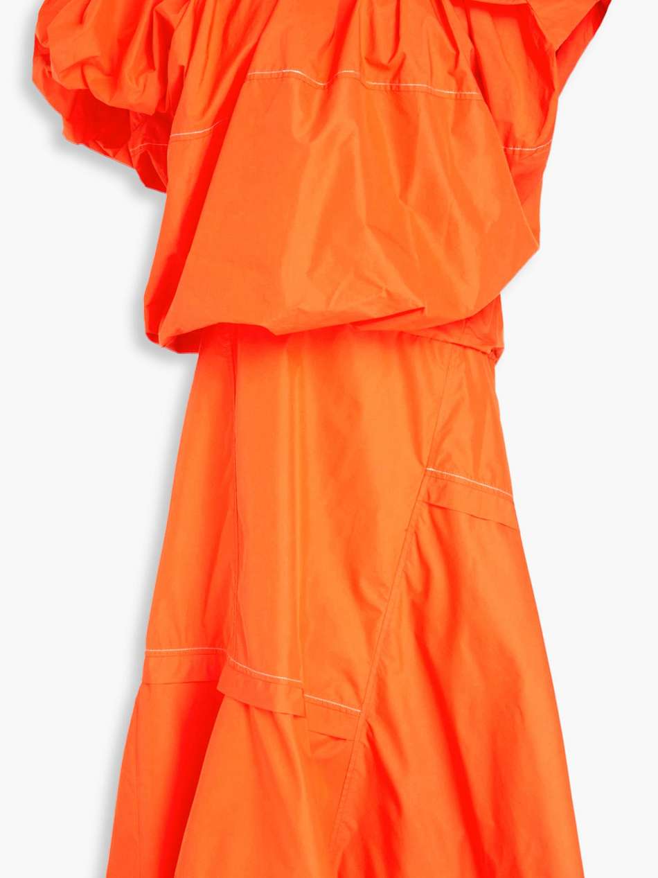 one-shoulder ruffled cotton-blend poplin midi dress