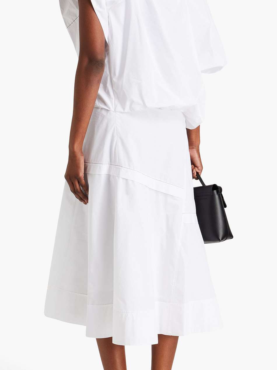 one-shoulder ruffled cotton-blend poplin midi dress