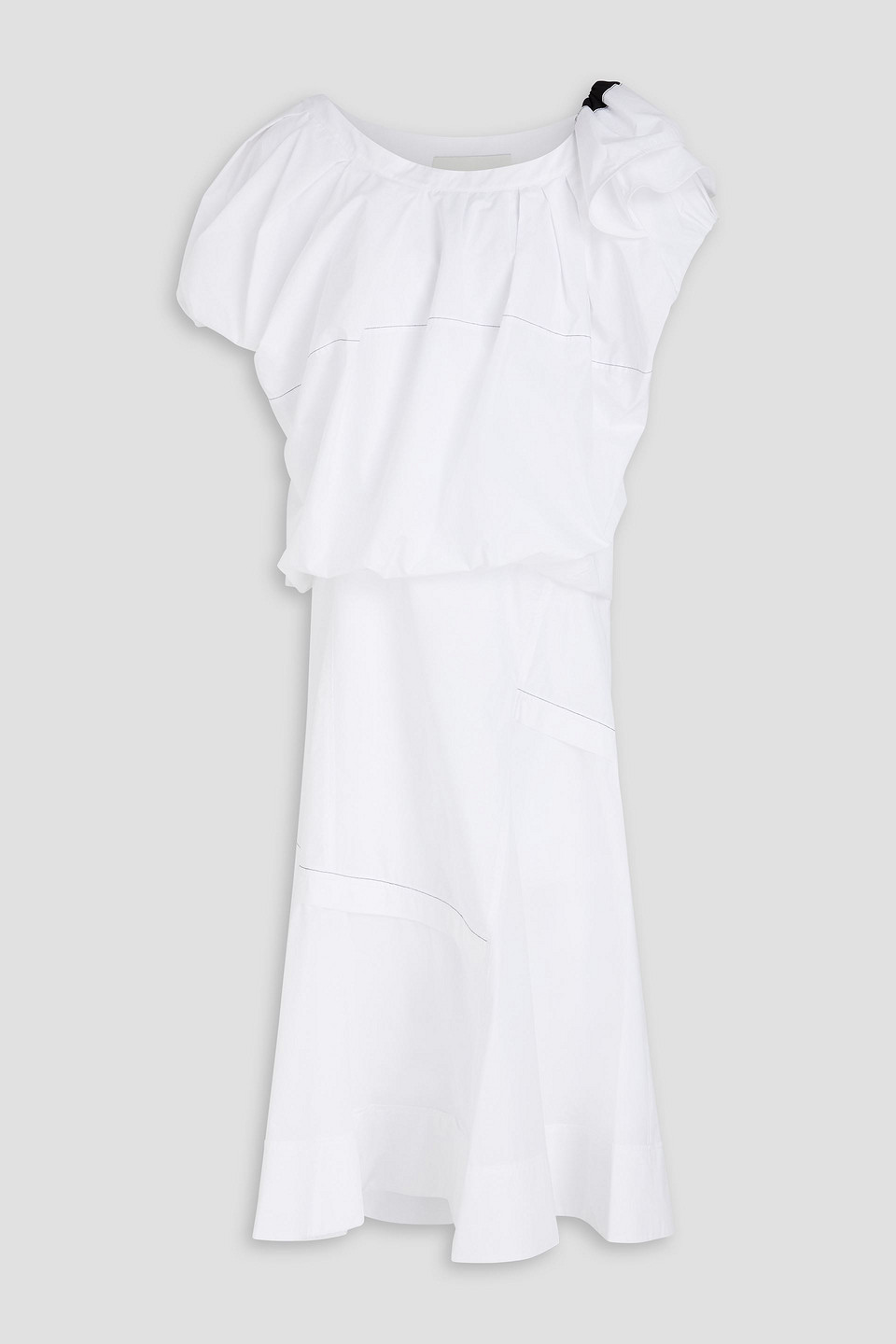 3.1 Phillip Lim / フィリップ リム One-shoulder Ruffled Cotton-blend Poplin Midi Dress In White