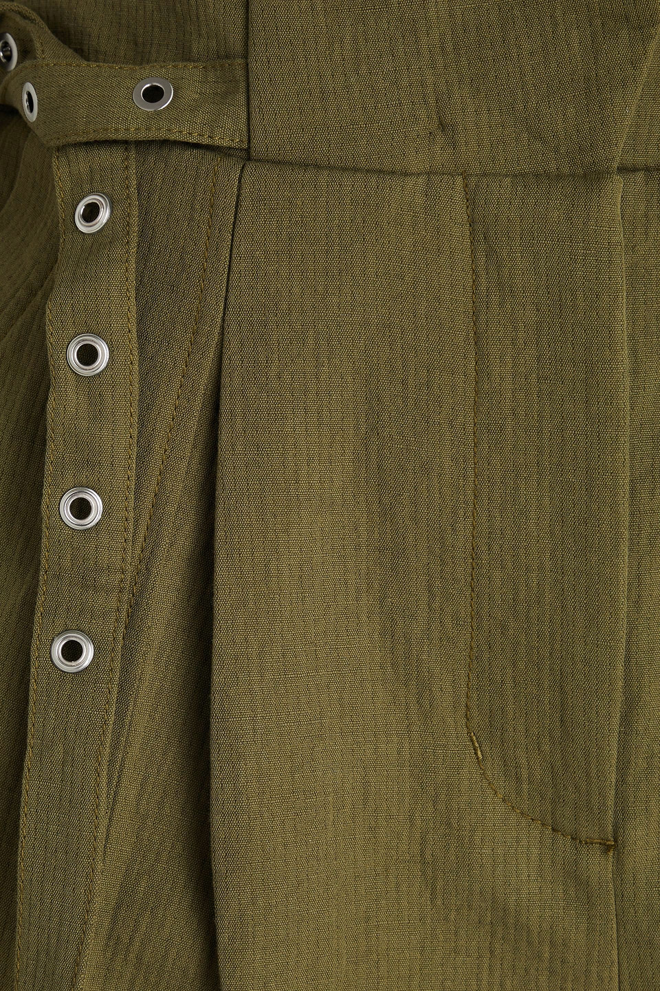 3.1 Phillip Lim Linen Paper Bag Shorts In Army Green