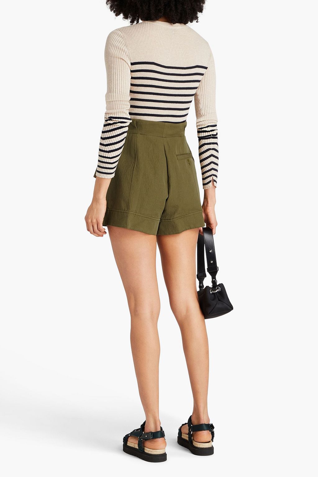 3.1 PHILLIP LIM شورت مصنوع من القطن ومزيج الكتان بتصميم مجعّد