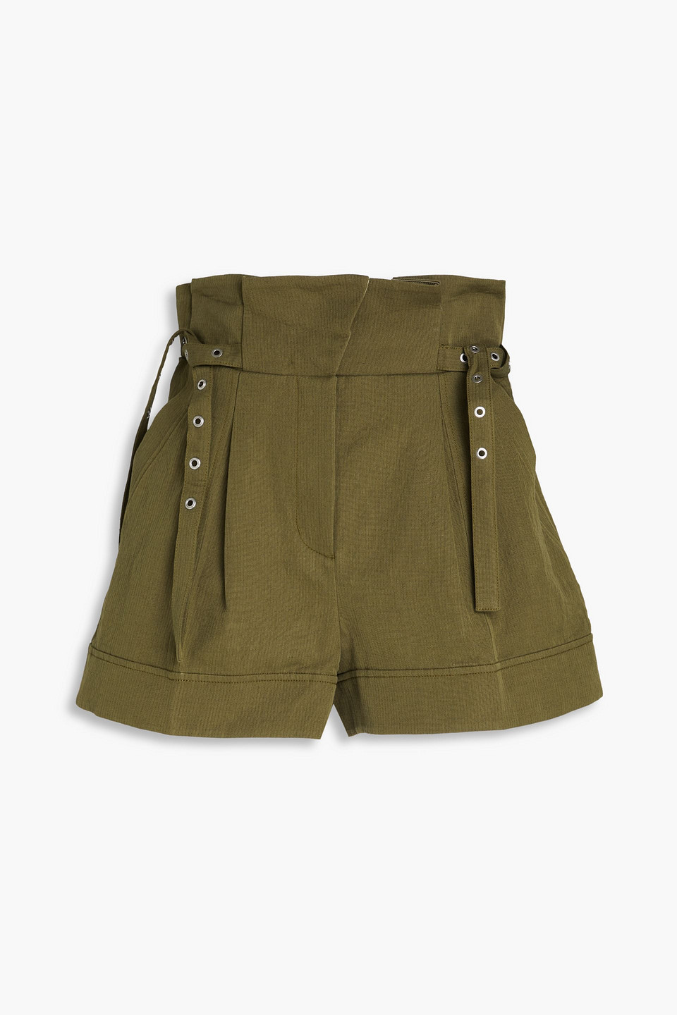 Belted cotton and linen-blend shorts