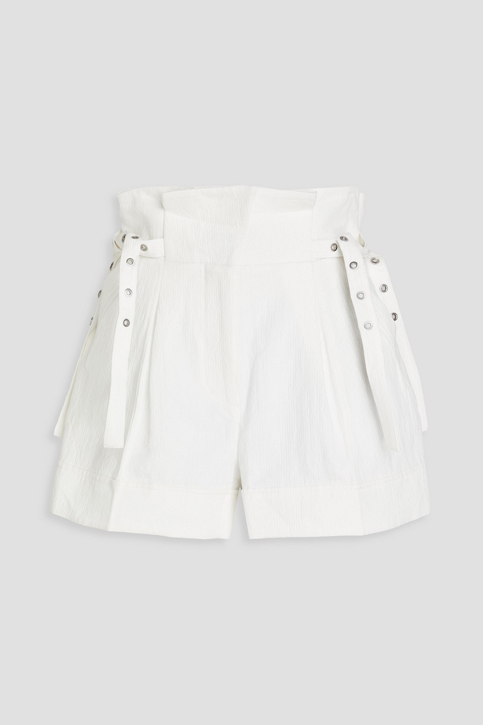 Shop 3.1 Phillip Lim Hammered Cotton And Linen-blend Shorts In Off-white