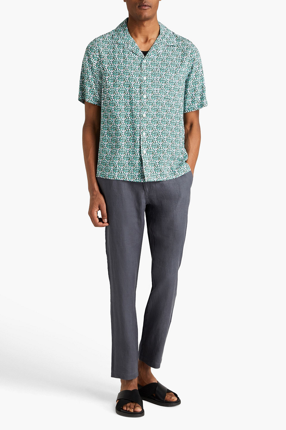 Shop Onia Printed Woven Shirt In Dark Green