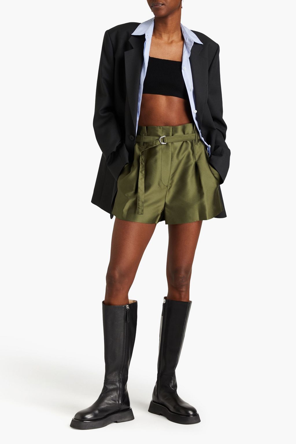 3.1 PHILLIP LIM شورت مصنوع من التويل