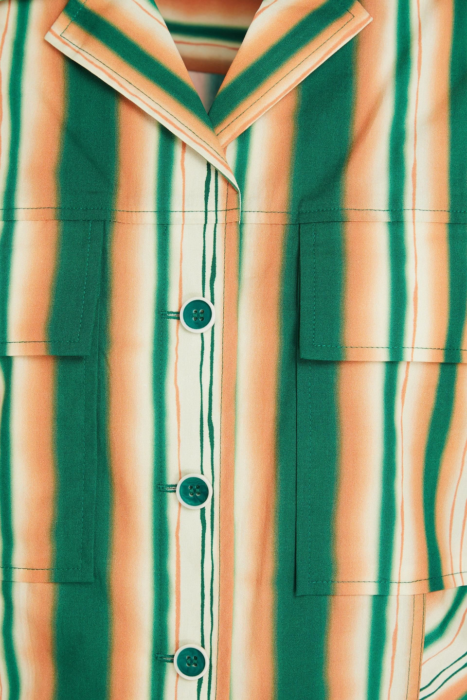 3.1 Phillip Lim Cropped Striped Cotton-poplin Shirt In Green