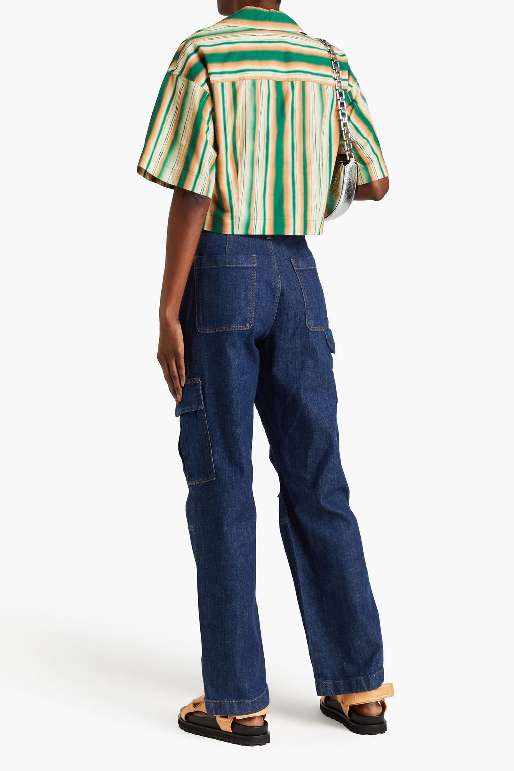 3.1 PHILLIP LIM قميص قصير مصنوع من قطن بوبلين بتصميم مخطط