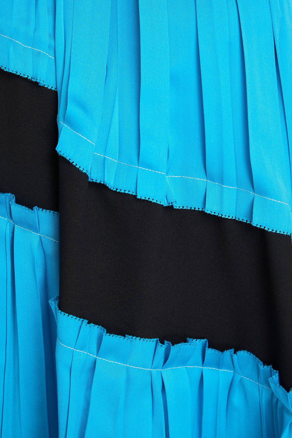 3.1 Phillip Lim Crepe-trimmed Pleated Satin Top In Turquoise