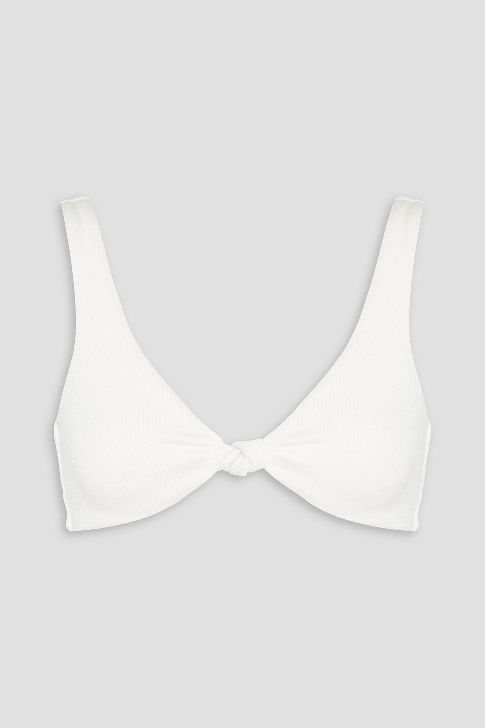 Melissa Odabash Hamptons Knotted Seersucker Bikini Top In White