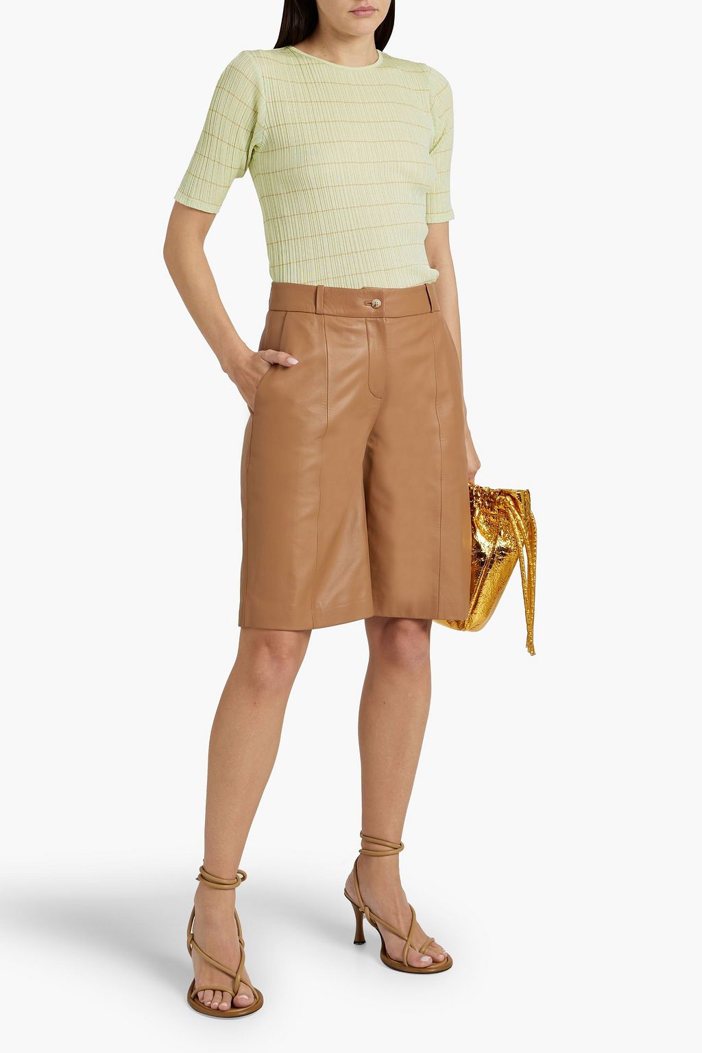 VINCE. Striped ribbed cotton-jersey T-shirt