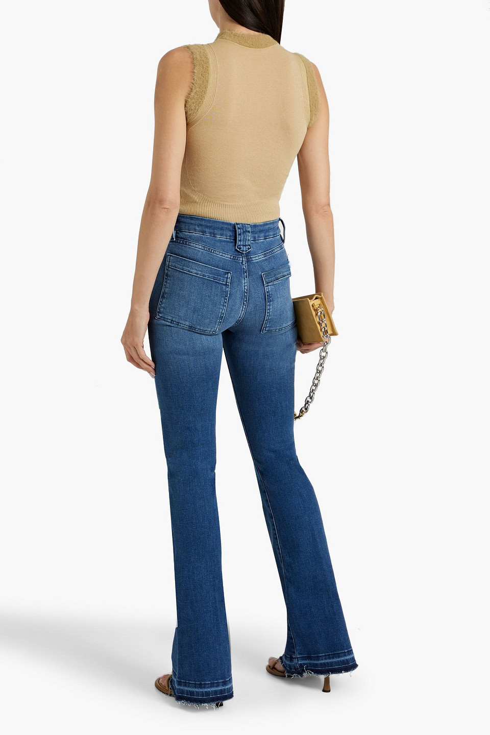 Shop Frame Le High Flare High-rise Flared Jeans In Mid Denim