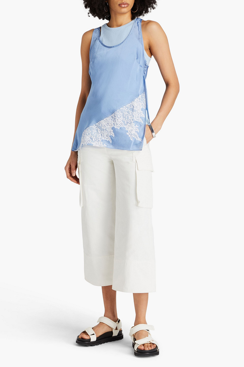 3.1 Phillip Lim Lace-detailing Sleeveless Top In Light Blue