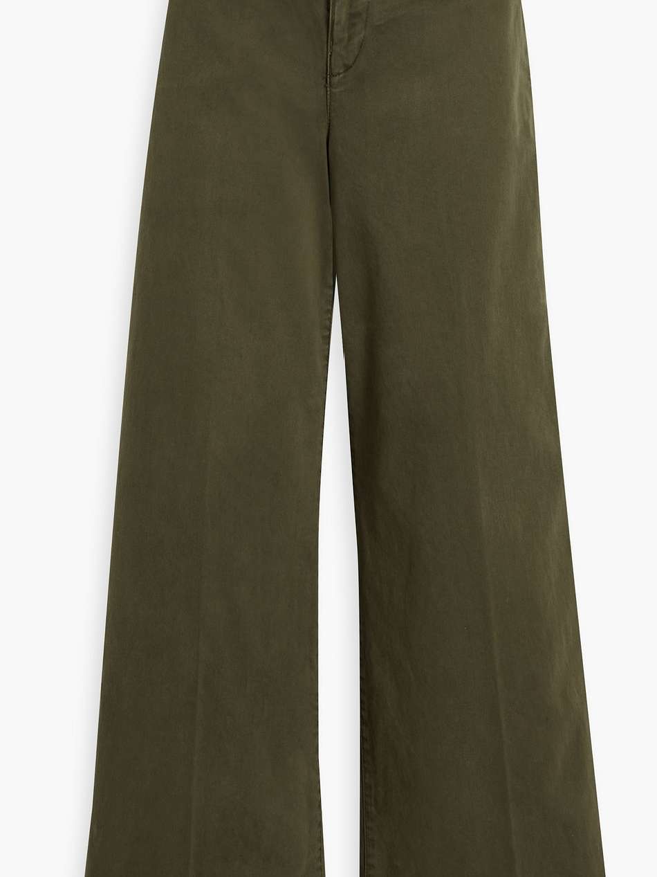 cotton-blend twill wide-leg pants