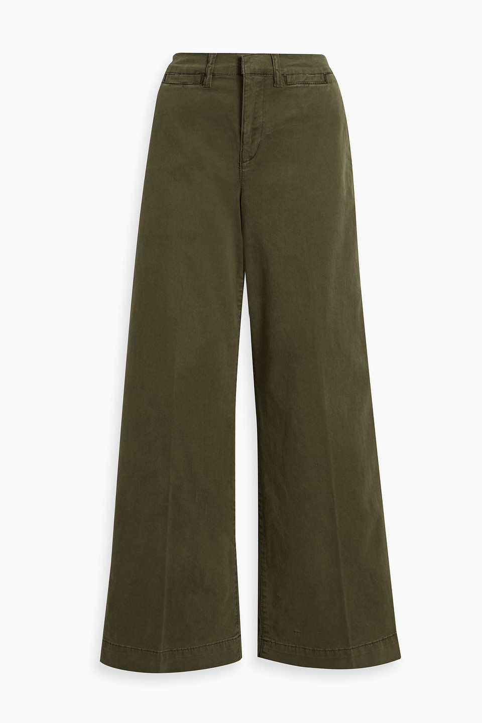 Frame Le Tomboy Stretch-cotton Twill Wide-leg Trousers In Army Green