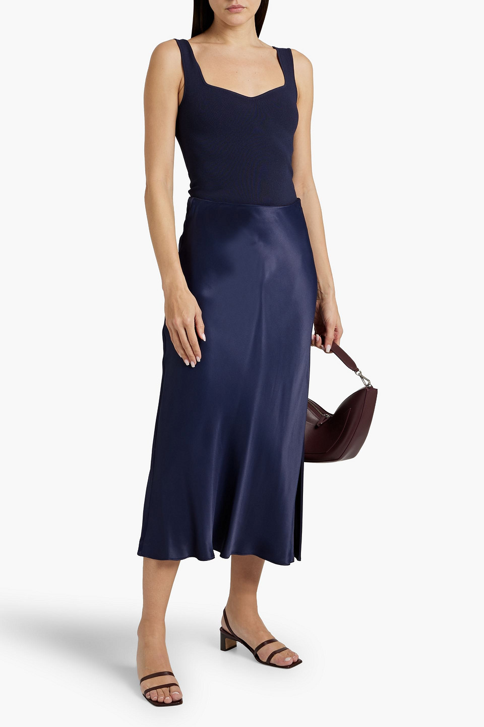 Vince Stretch-knit Tank In Navy