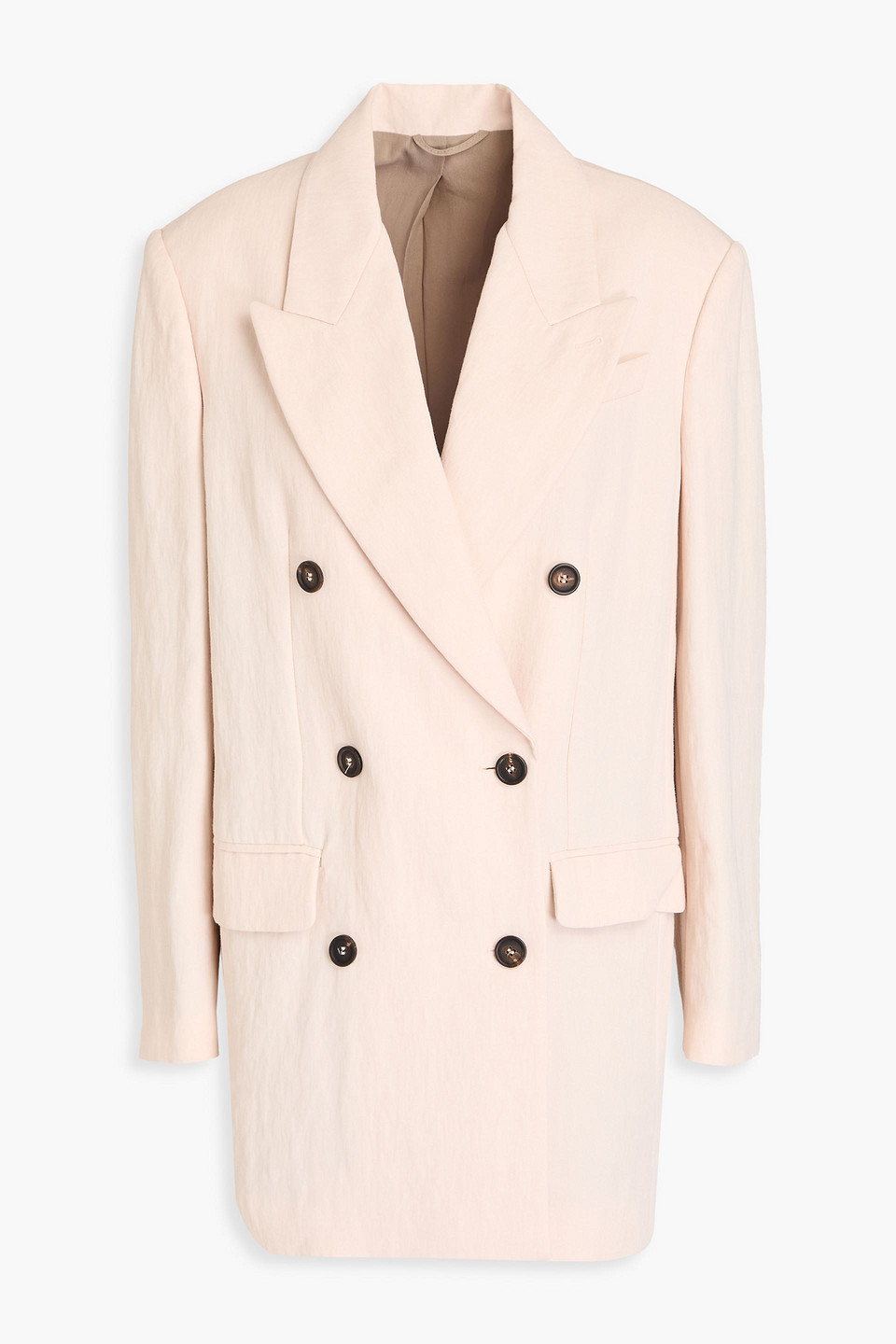 Brunello Cucinelli Double-breasted Woven Blazer In Pastel Pink