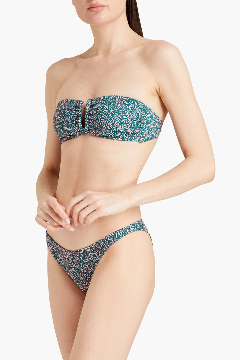 Onia Ashley Printed Bandeau Bikini Top In Emerald