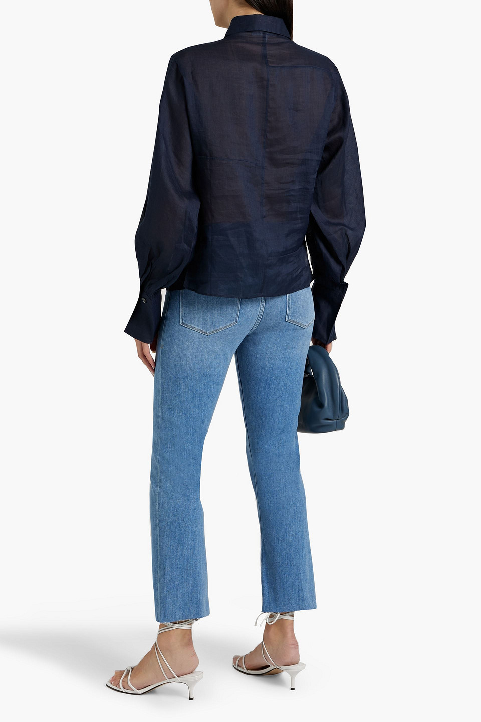 Shop Frame Le Crop Mini Boot Faded Mid-rise Kick-flare Jeans In Light Denim