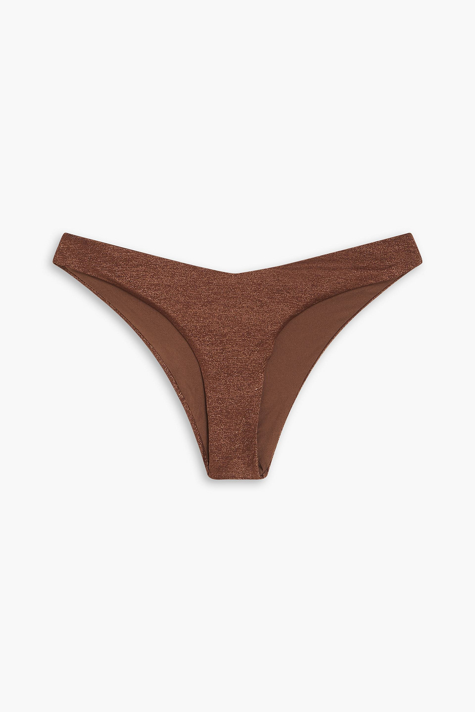 Onia Metallic Stretch-jersey Low-rise Bikini Briefs In Brown