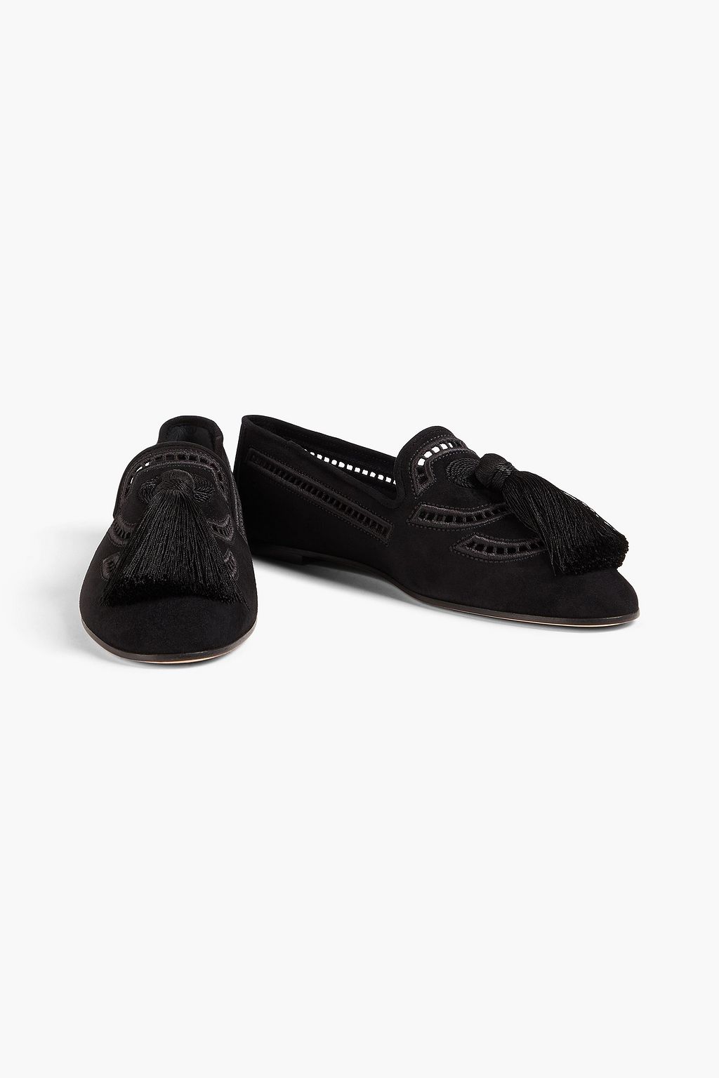TOD'S حذاء مسطّح من جلد السويد مزين بشرّابات