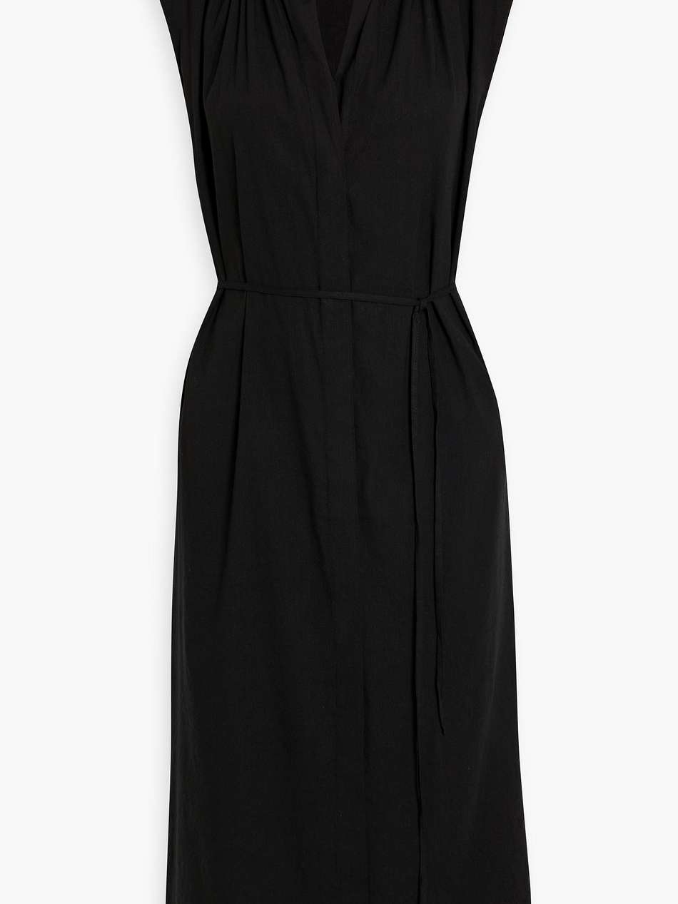 linen-blend midi dress
