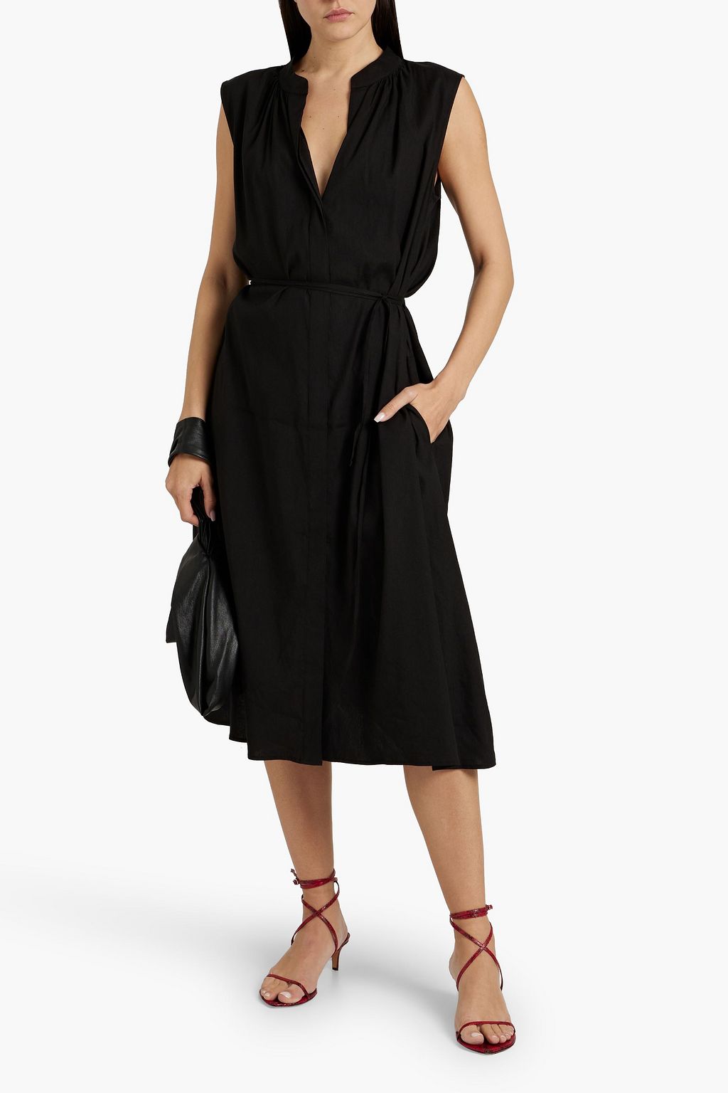 VINCE. Linen-blend midi dress