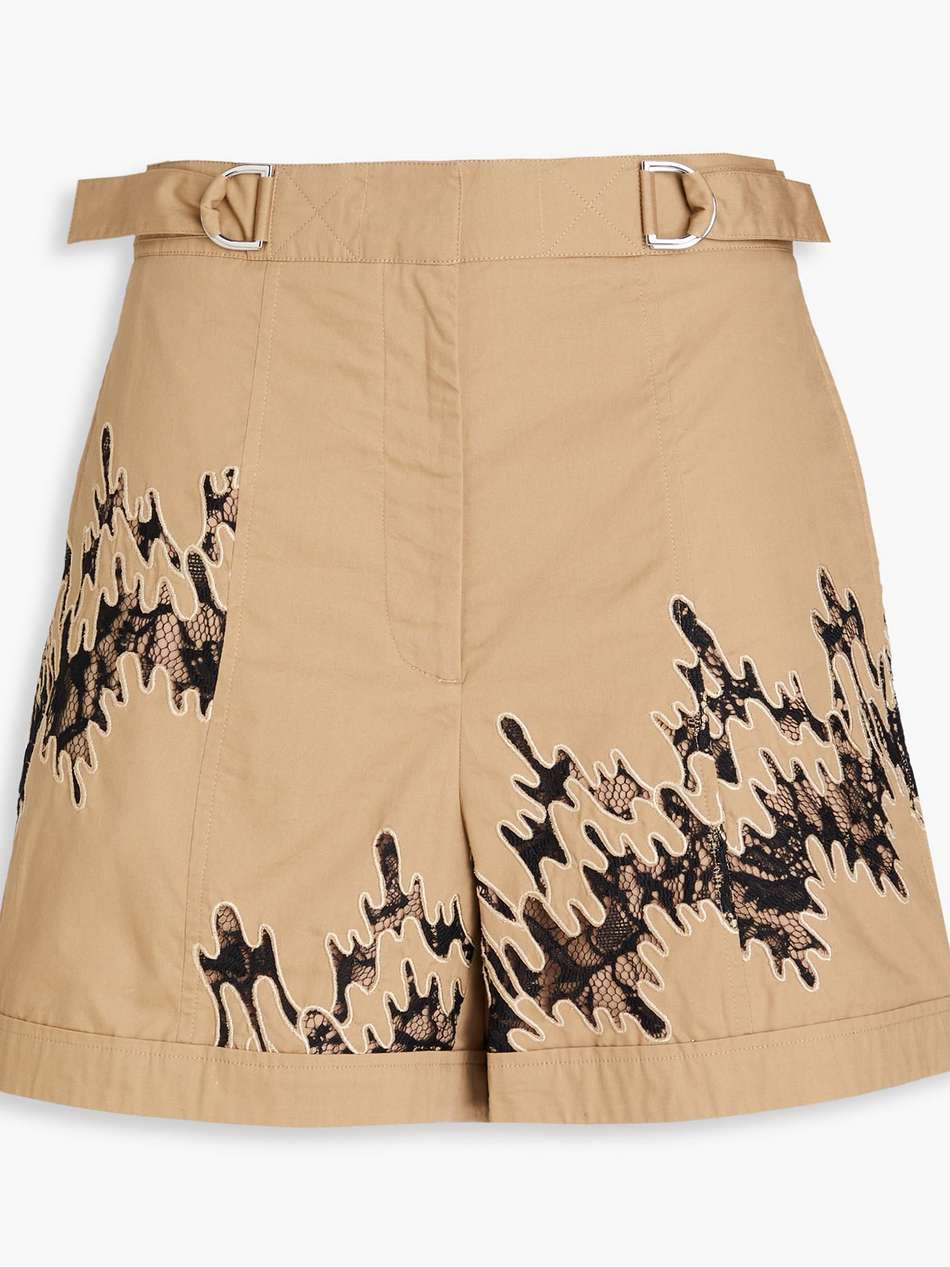 lace-trimmed cotton shorts