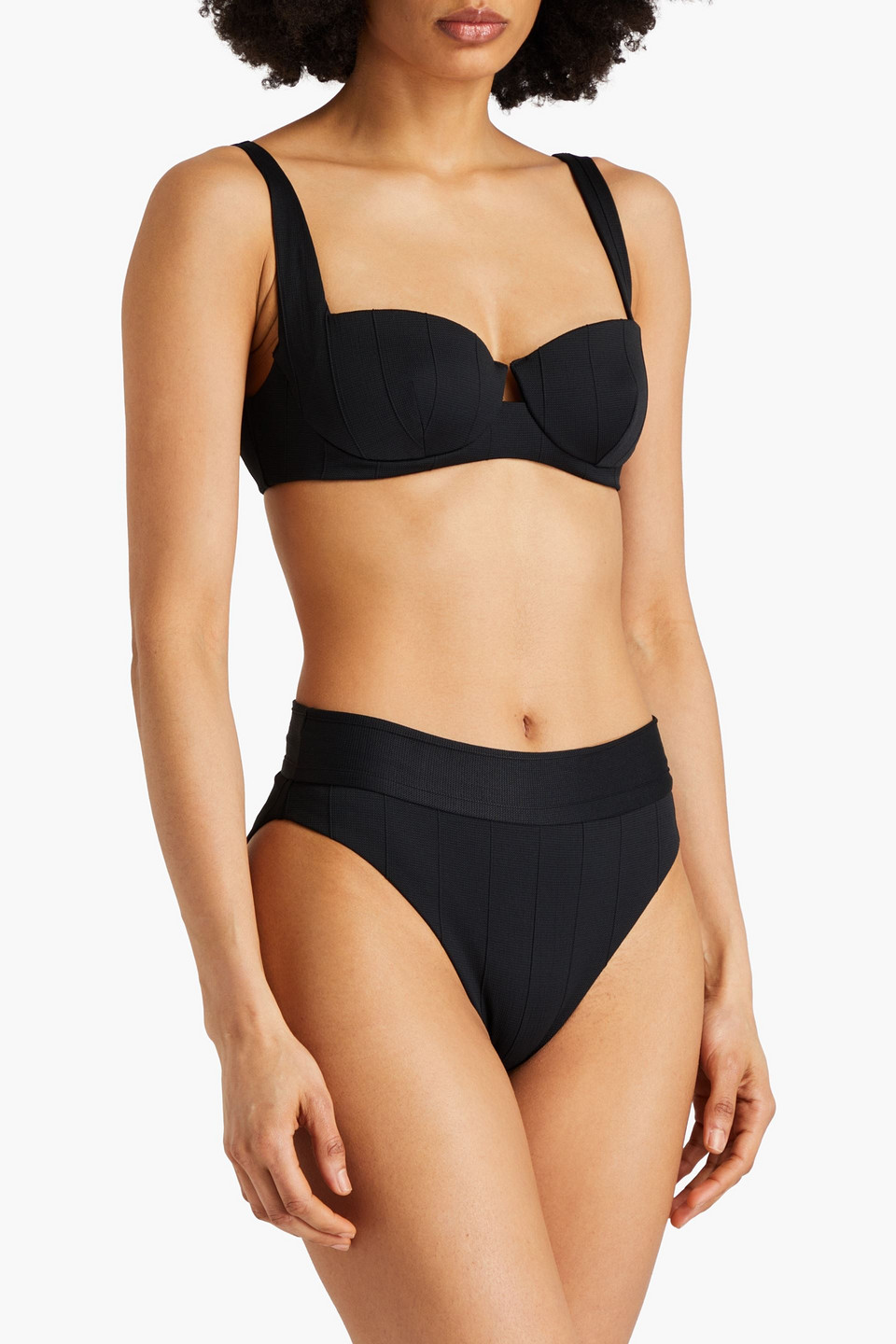 Shop Onia Danica Ribbed Underwired Bikini Top In Schwarz