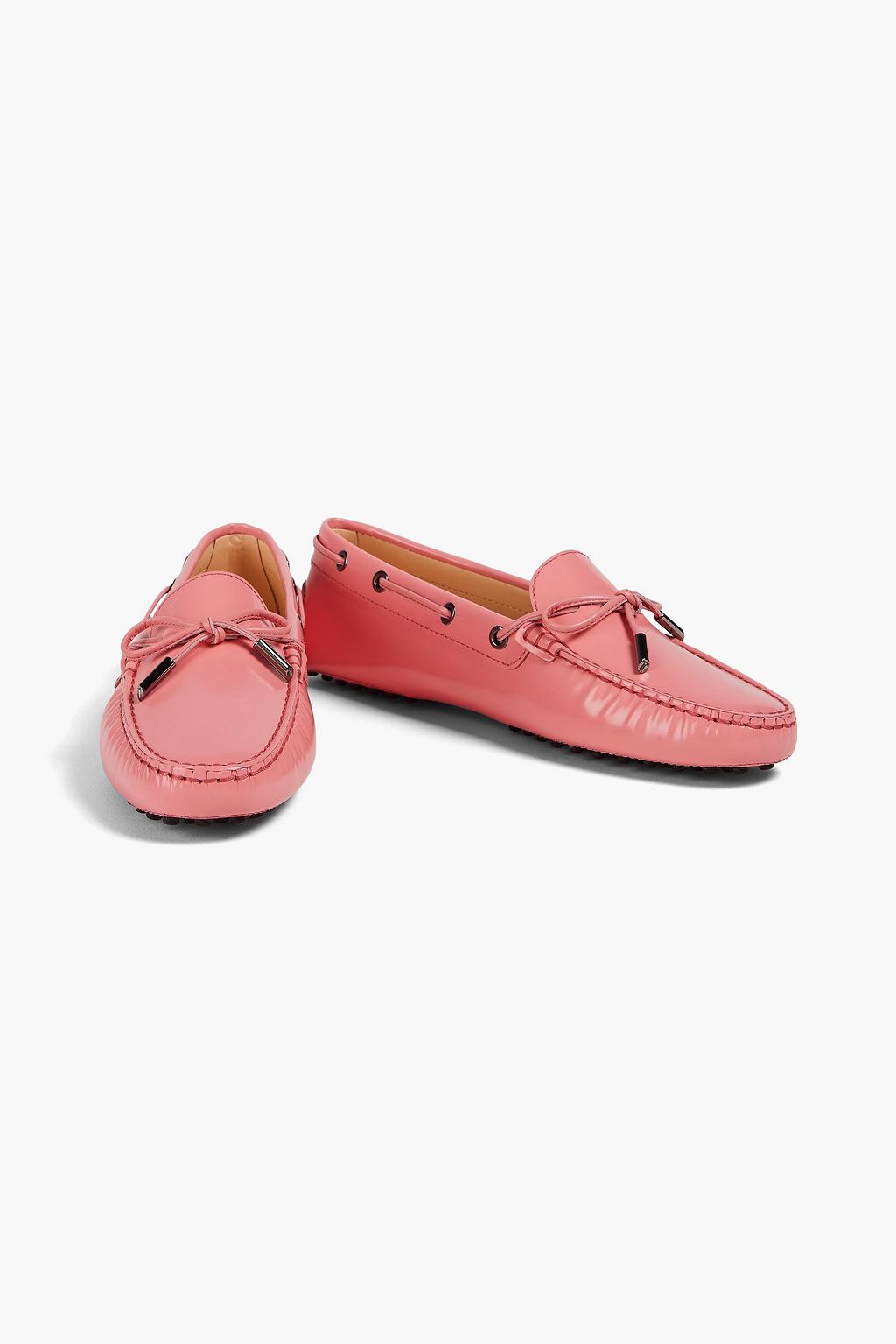 TOD'S Heaven Lacetto glossed-leather loafers