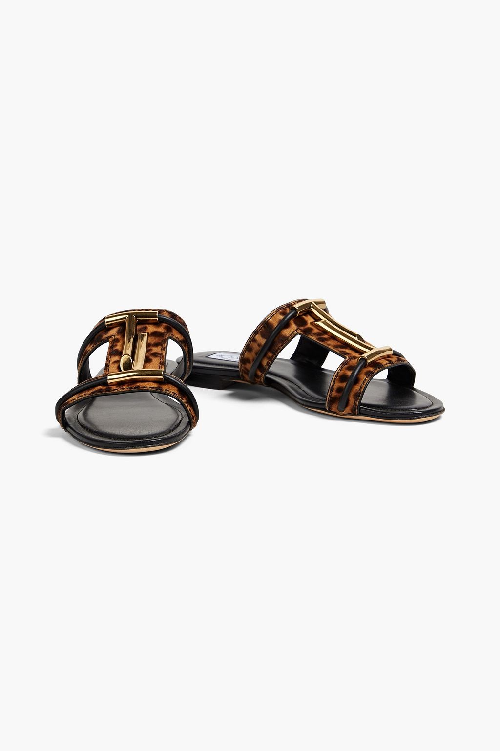 TOD'S صندل بتصميم على شكل حرف T مزدوج من وبر العجل