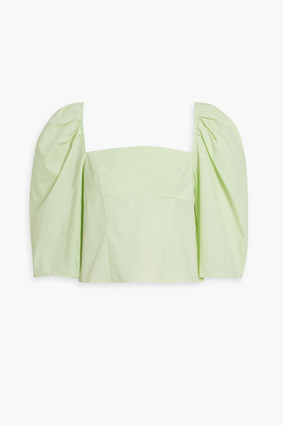 Vince Gathered Cotton Top In Light Green