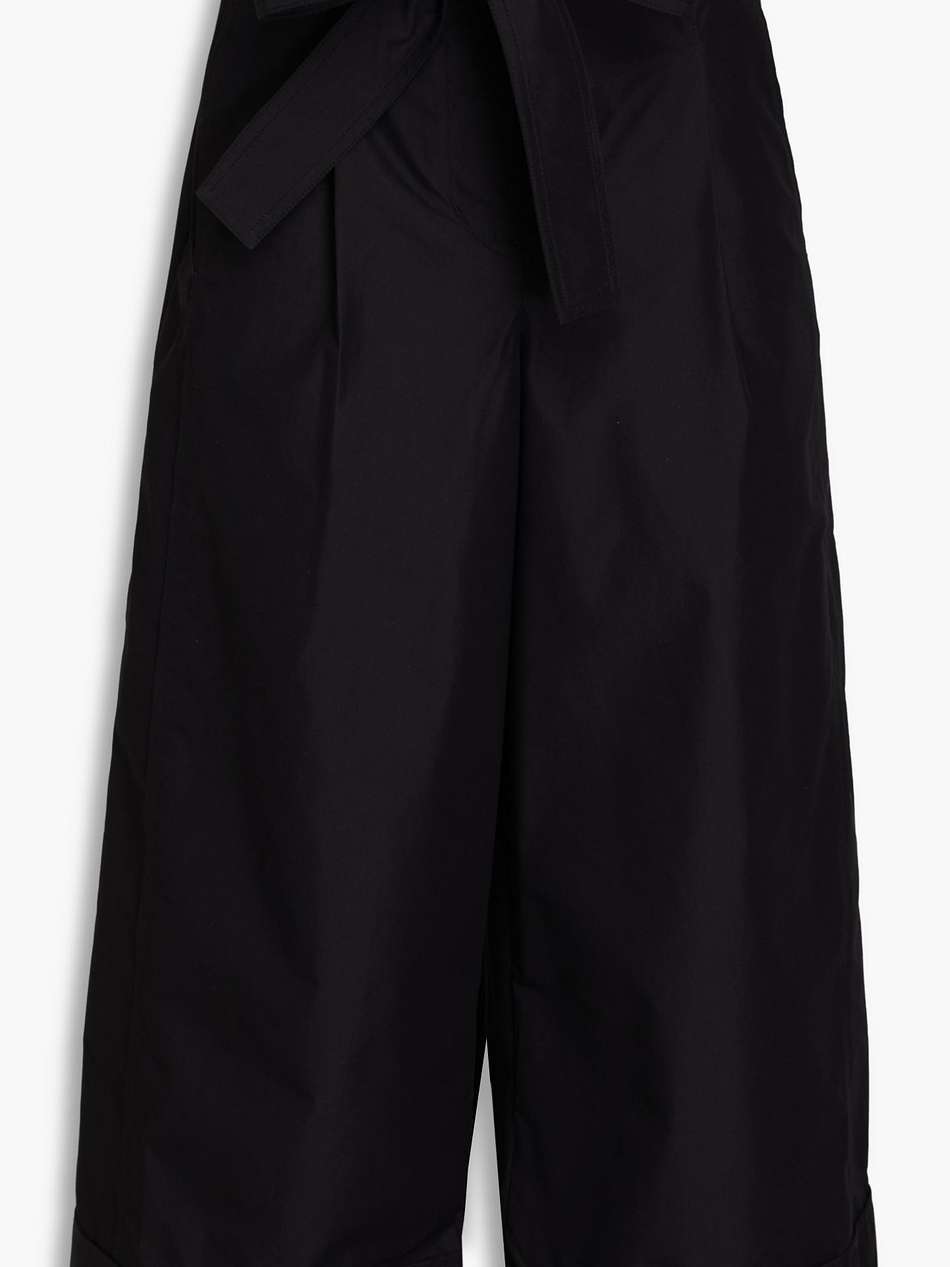 cropped cotton-blend poplin wide-leg pants