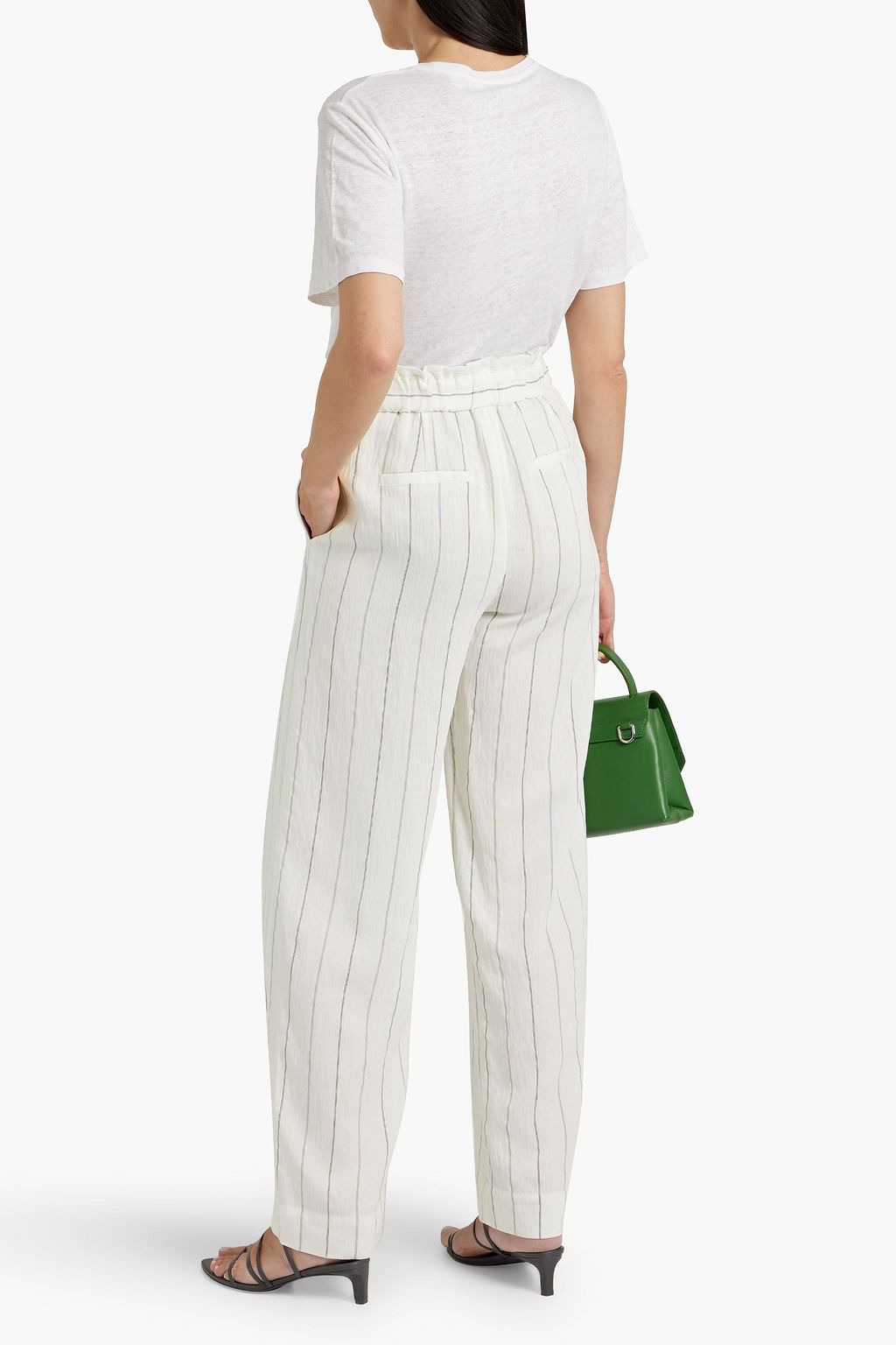 VINCE. Striped crepe wide-leg pants