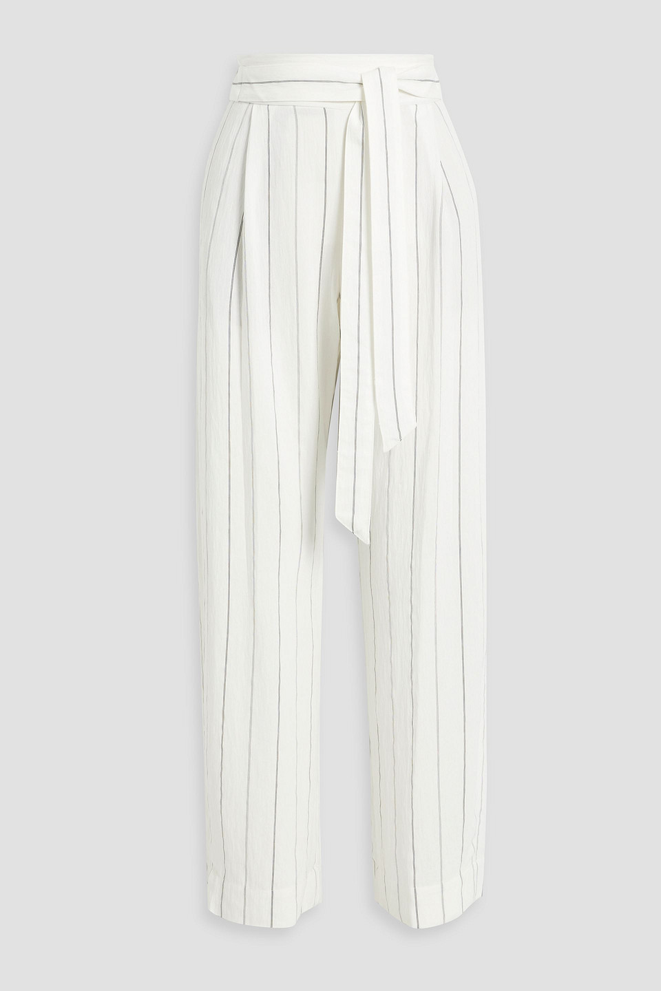 Vince Striped Crepe Wide-leg Pants In Off-white