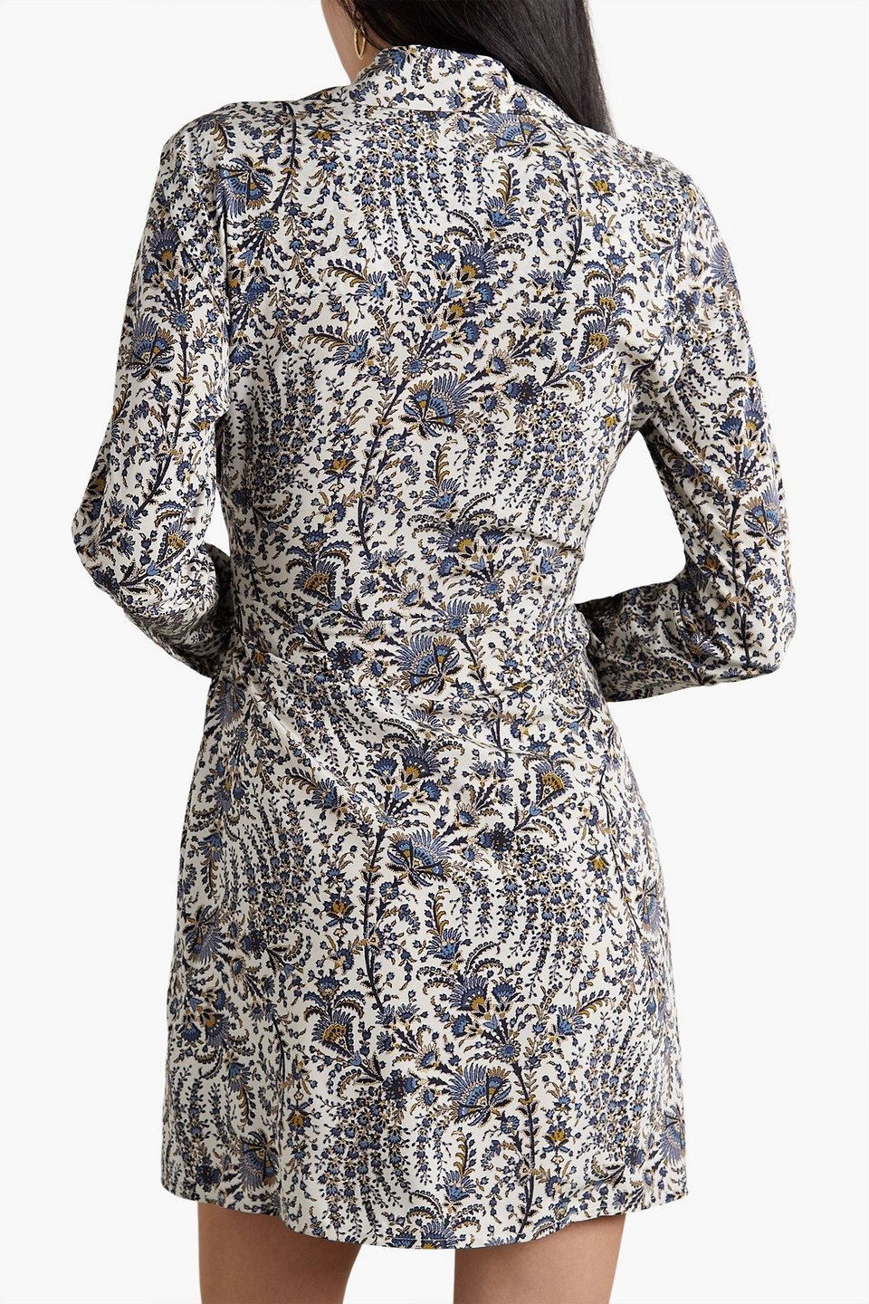 Shop Veronica Beard Lavella Printed Crepe Mini Wrap Dress In Blue