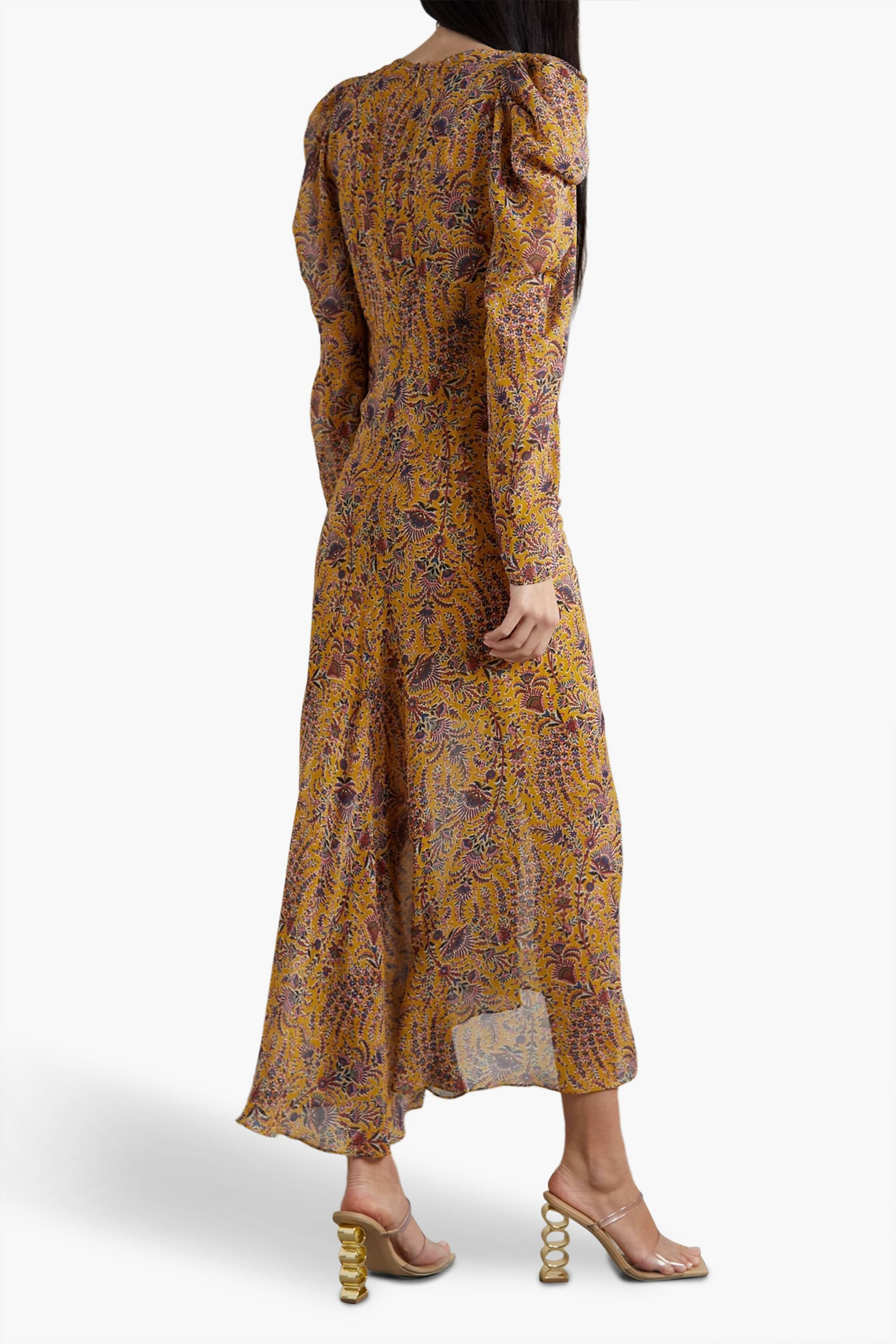 Veronica Beard Ferrara ruched printed silk-crepe maxi dress thumbnail