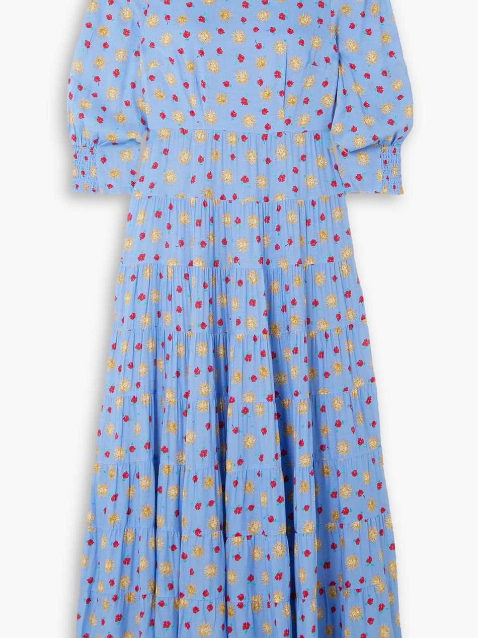 kristen tiered printed voile maxi dress