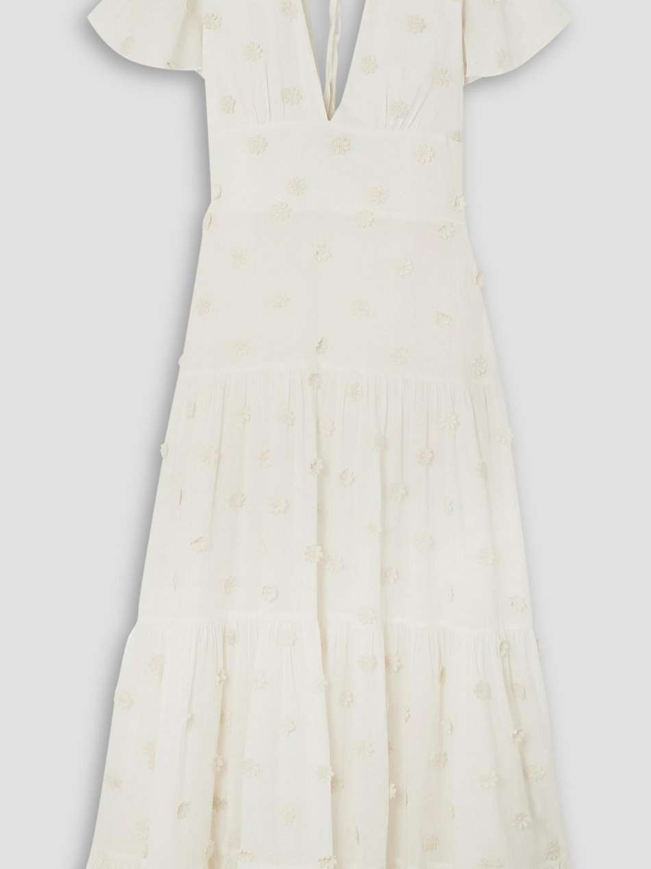 delicia floral-appliquéd cotton and lyocell-blend voile maxi dress