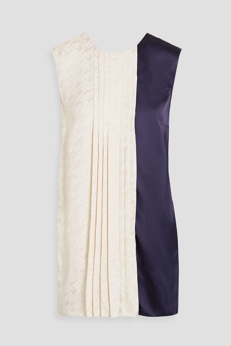 Marni Two-tone Satin-jacquard Top In Cream