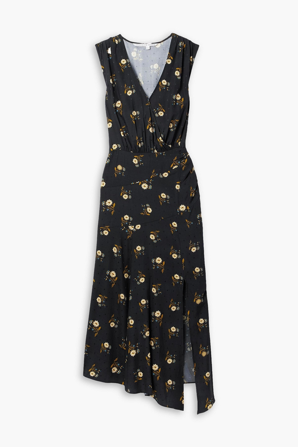 Veronica Beard Wixson Floral Sleeveless A-line Midi Dress In Black