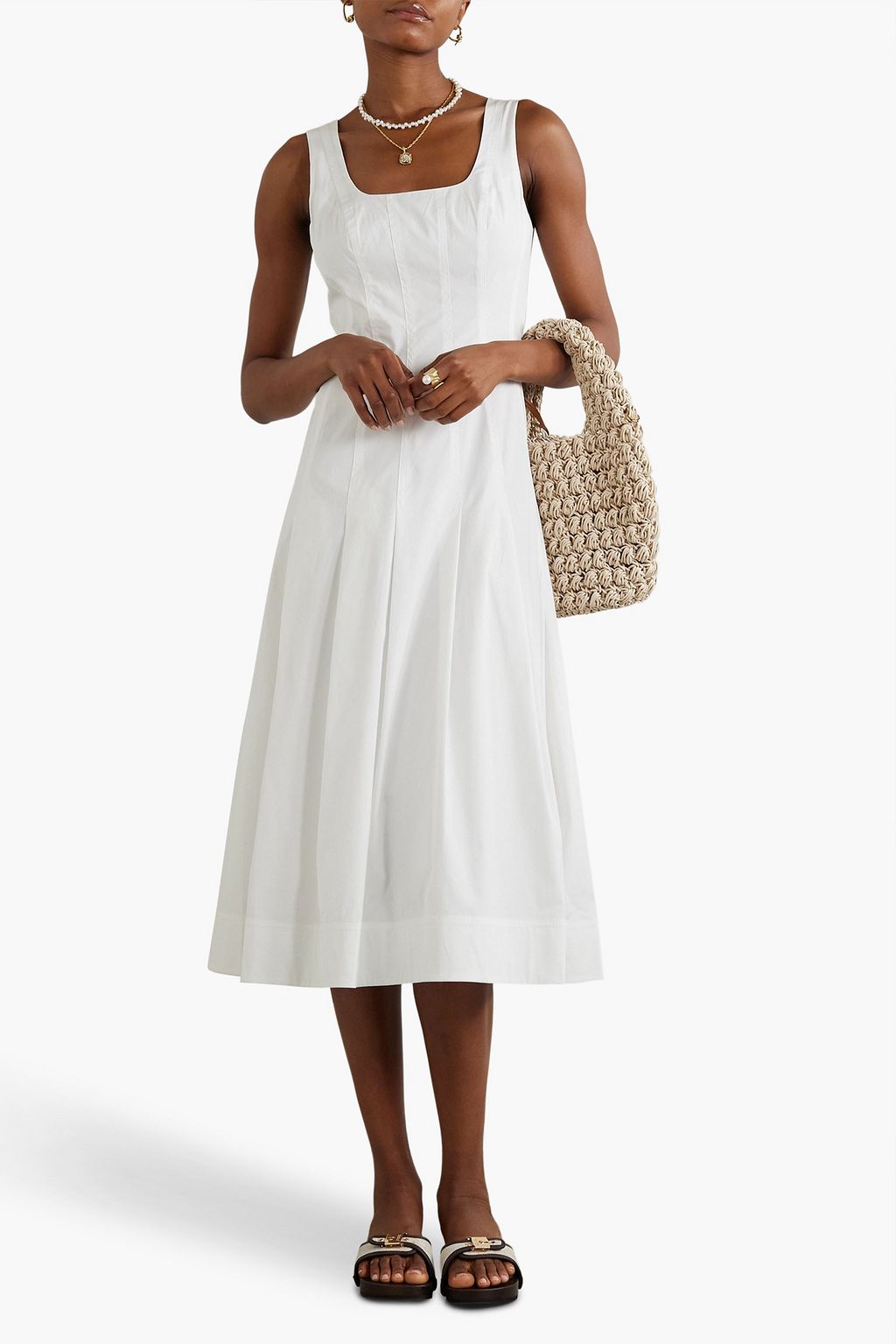 VERONICA BEARD Jolie stretch-cotton poplin midi dress