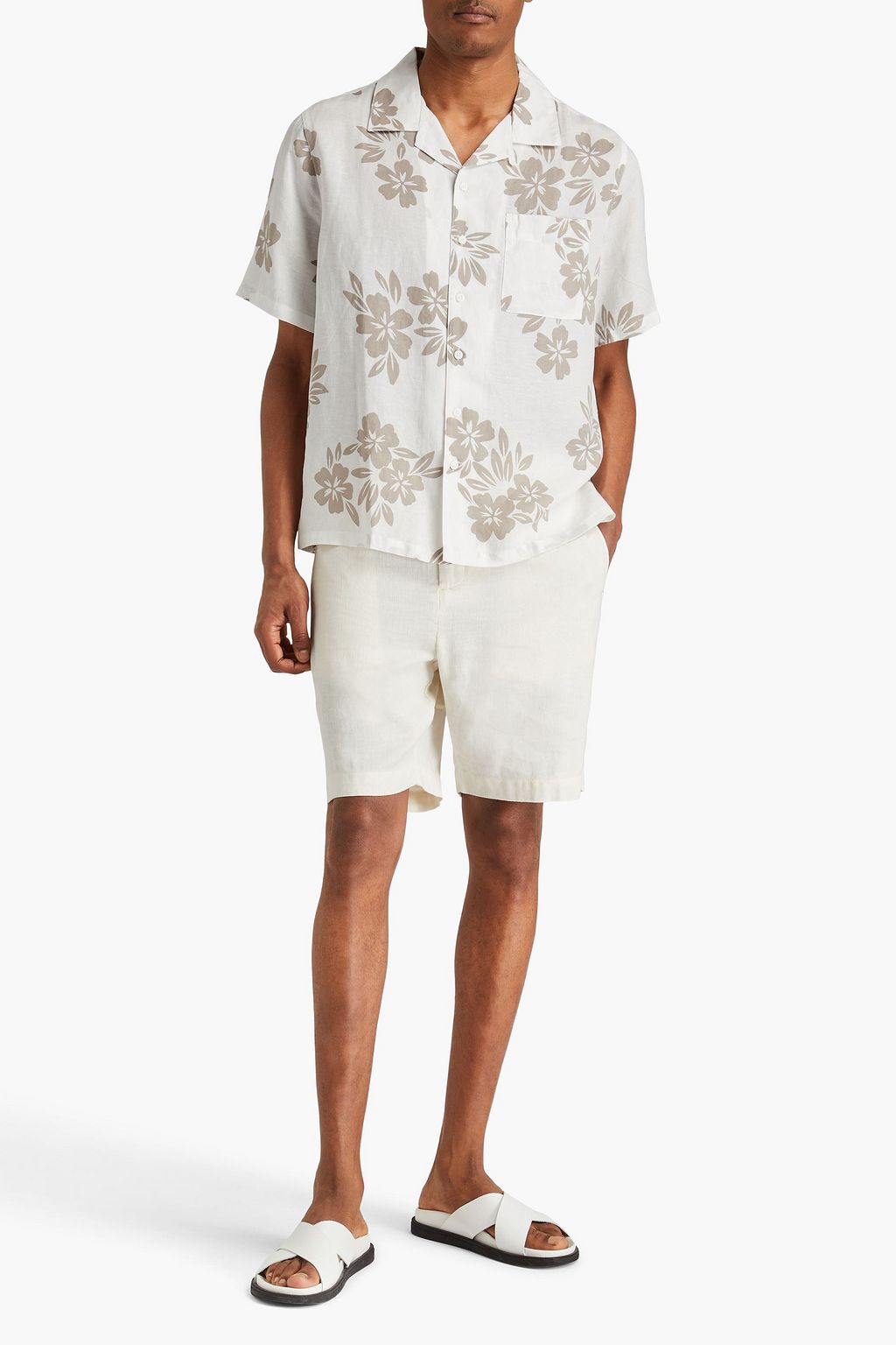 ONIA Printed linen-blend shirt