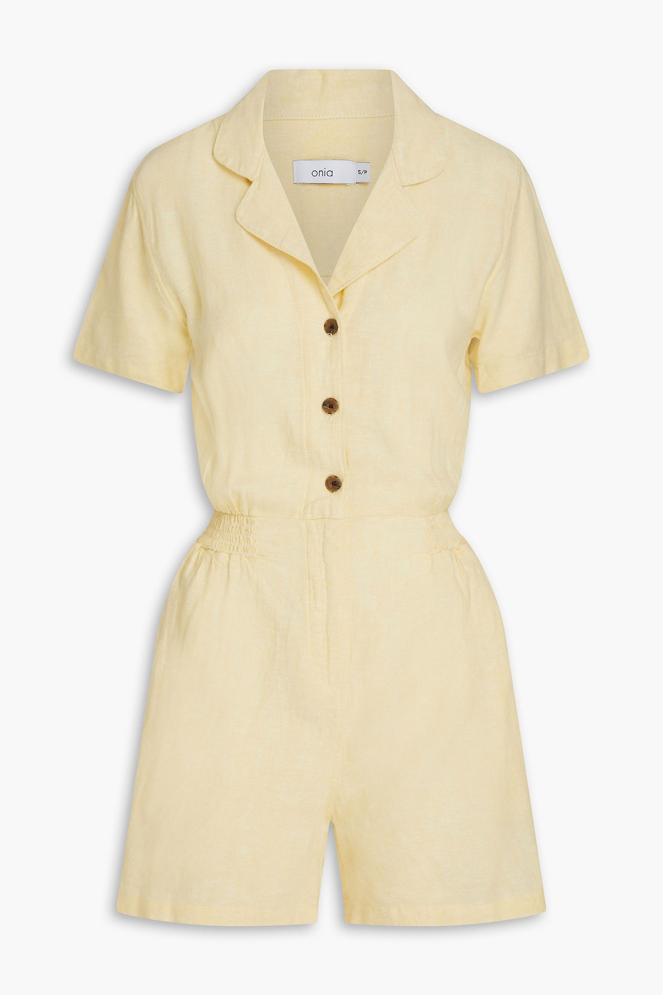 Shop Onia Linen-blend Gauze Playsuit In Pastel Yellow